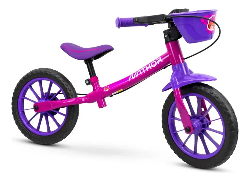 Bicicleta de equilíbrio Nathor aro 12 com cestinha